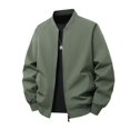 thumbnail image 3 of TOMVIGX Mens Lightweight Bomber Jacket Full Zip Baseball Collar Raglan Sleeve Flight Coat Casual Autumn Winter Outerwear Army Green L, 3 of 4