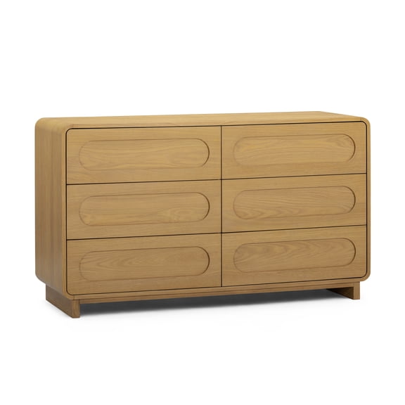 Teamson Home Tenley Modern 6-Drawer Wood Dresser, Push-to-Open Storage with Solid Wood Frame