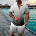 thumbnail image 2 of RMGVDSD Mens Summer Track Suits 2 Piece Set Mens Short Sets Gradient Short Sleeve Fashion Zipper Polo Shirt And Shorts Casual Sportswear Suit Jogging Tracksuit Outfits, 2 of 5