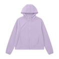 thumbnail image 4 of Women Cropped Lightweight Hooded Windbreaker Jacket, Packable Breathable Full Zip Sun Protection Outerwear for Spring Summer Outdoor Daily (Purple/L), 4 of 4