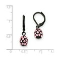 thumbnail image 2 of Black-plated Pink Glass Stones Fireball Leverback Earrings; for Adults and Teens; for Women and Men, 2 of 2