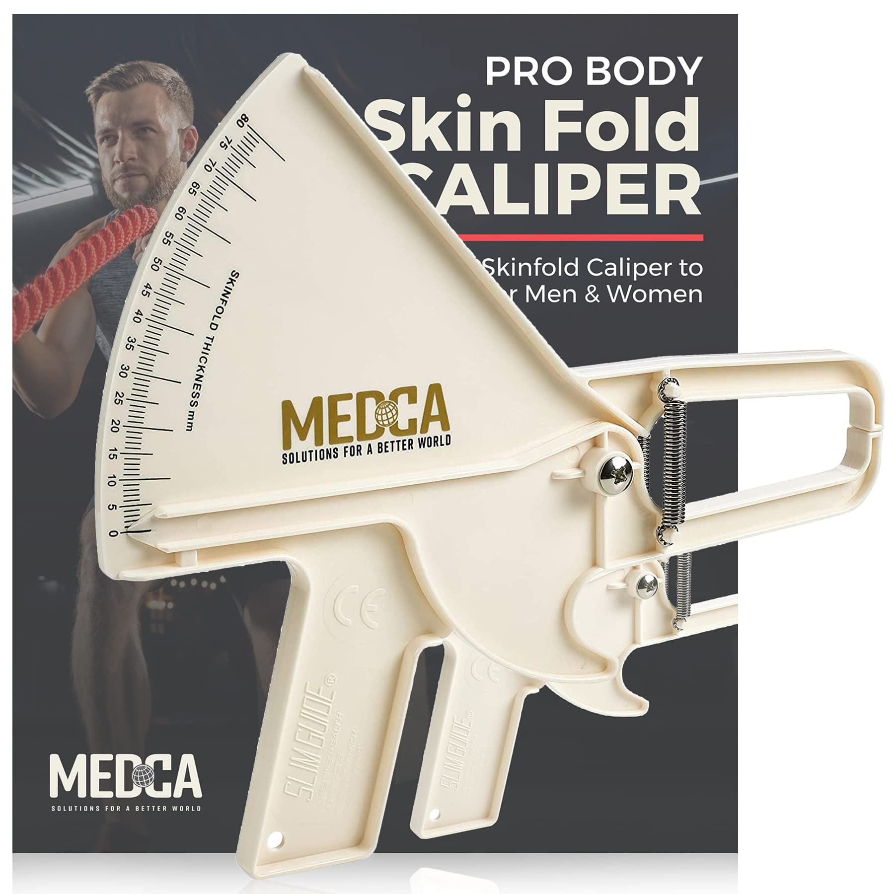 MEDca Body Handheld BMI Measure Tool Accurate Skinfold Caliper-Plastic