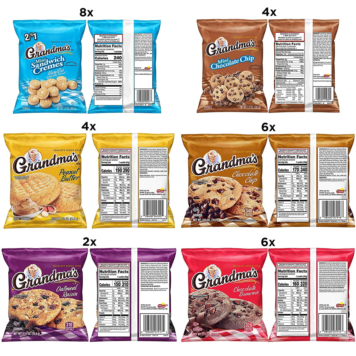 Grandma's Cookie, Variety Mix - 33 pack, 2.5 oz packages