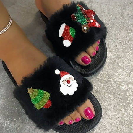 

LnjYIGJ Women s Slippers Women s Plush Comfortable And Soft Warm Home Casual Christmas Slippers Shoes