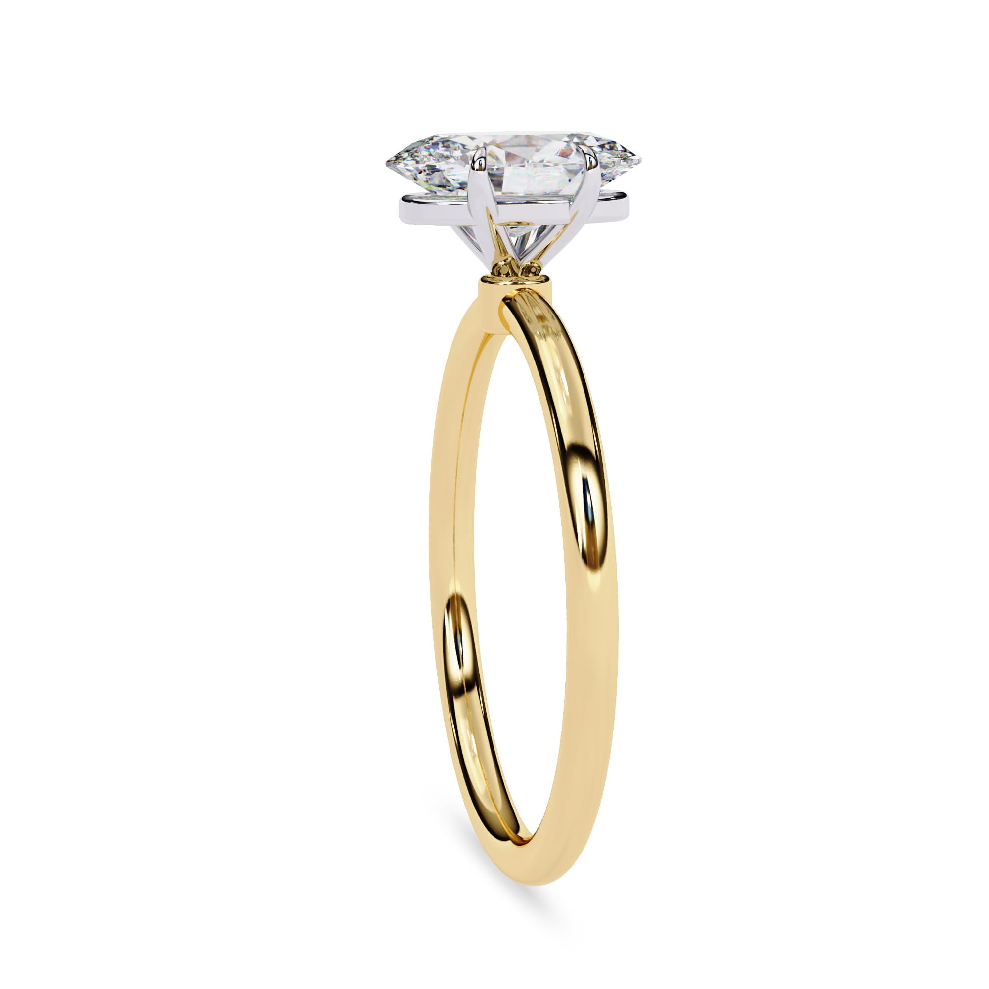AFFY Solitaire Engagement Rings For Women, Center 9x6mm Oval Cut Lab Created Moissanite Wedding Anniversary Ring in 10K Solid Yellow Gold Size-5.5