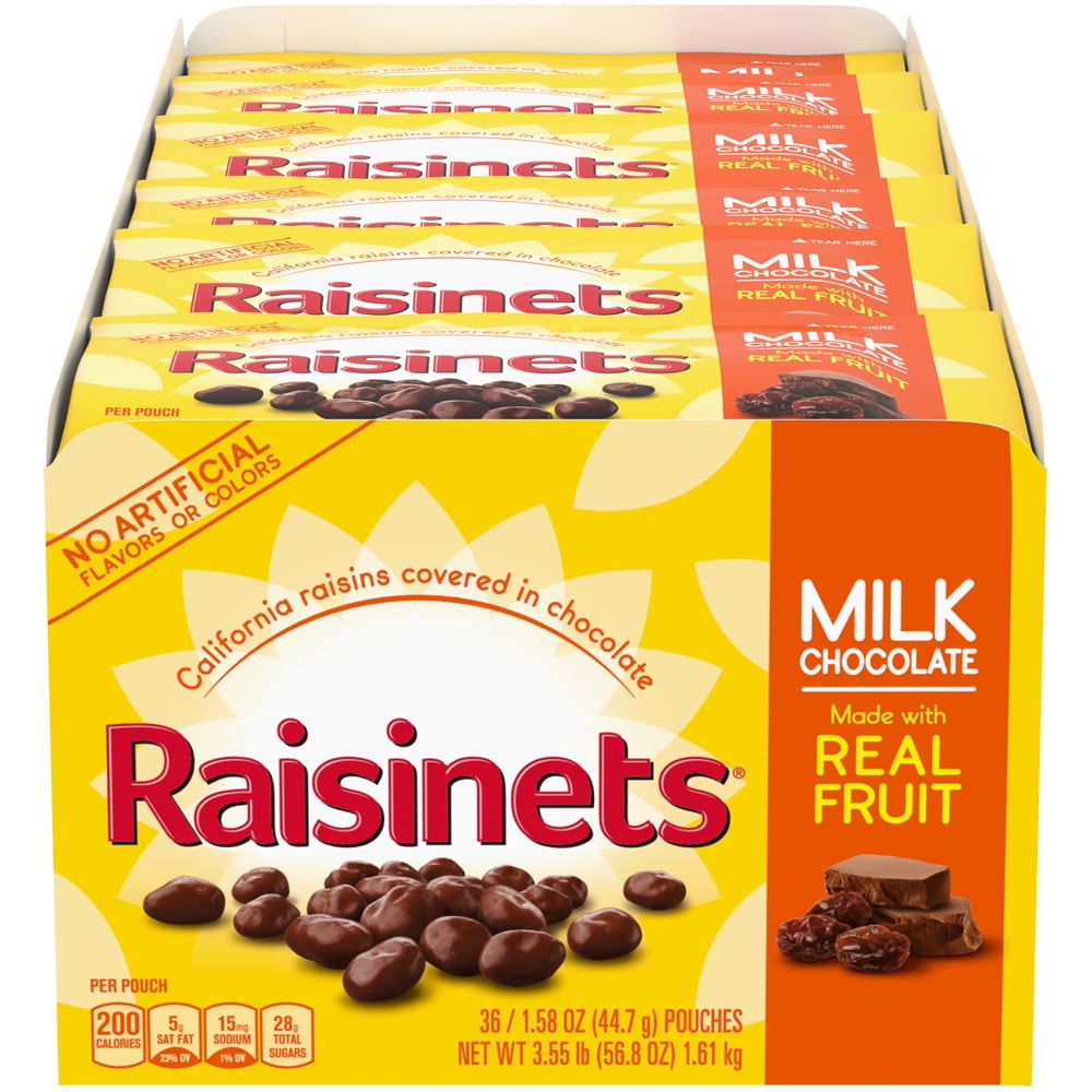 Milk Chocolate Covered Raisin Candies, 1.58oz 36 Count