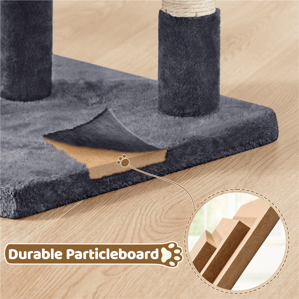 Alden Design 23.5" Tall Cat Tree Condo with Wide Perch and Scratch Posts, Dark Gray