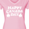 thumbnail image 4 of Inktastic Happy Canada Day with Distressed Maple Leaves Women's V-Neck T-Shirt, 4 of 5