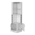 thumbnail image 3 of 93" Tall Bar Cabinet, Wooden Wine Cabinet with 8 Wine Cubbies, Glass Rack and Double Door, Corner Wine Cabinet Wine Rack for Kitchen, Dining Room Living Room, White Finish, 3 of 7