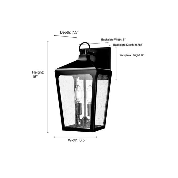 Millennium Lighting Brooks 2 Light Outdoor Wall Sconce in Powder Coat Black 15 Inch - Powder Coated Black