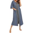 thumbnail image 3 of Housecoat Women's Short Sleeve Zipper Robe Long Nightgown Lougewear with Pockets S-XXL, 3 of 7