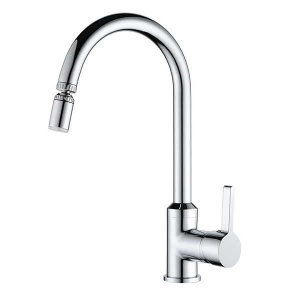 Modern Kitchen Faucet with Integrated LED Sprayer Swivel Pull Handle Mixer Spout for