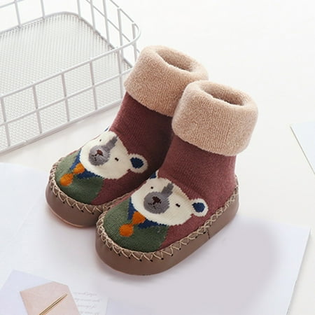 

Autumn And Winter Cute Children Toddler Shoes Boys And Girls Flat Bottom Non Slip Lightweight Warm Comfortable Cartoon Pattern