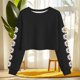 thumbnail image 2 of Camisetas de Manga Larga de las Mujeres Moda Impresa Suelta Casual Cuello Redondo Suéter Deportivo Superior, 2 of 5