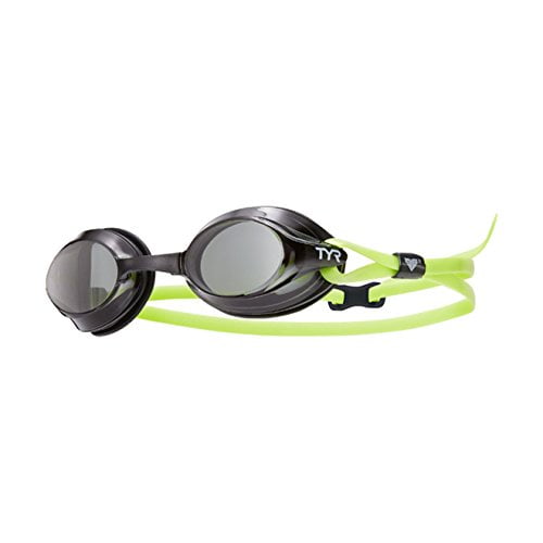 TYR Velocity Adult Fit Swim Goggles Swimming Low Profile-Smoke/Yellow 073 NEW 