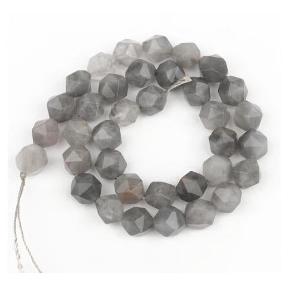 Nvzi-c 2 pieces of gray diamond cut natural stone scattered beads round beads DIY creative handmade bracelet bead accessories 6mm