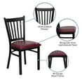 thumbnail image 5 of Emma + Oliver Black Vertical Back Metal Restaurant Chair - Burgundy Vinyl Seat, 5 of 12
