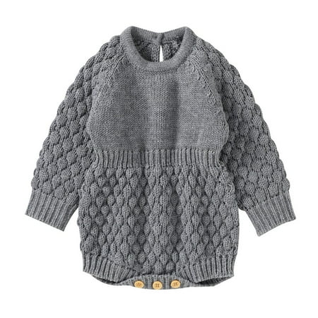 

Promotion!Baby Boys Girls Knitted Romper Jumpsuit Long Sleeve Onesie Bodysuits One Piece Outfits Sweater