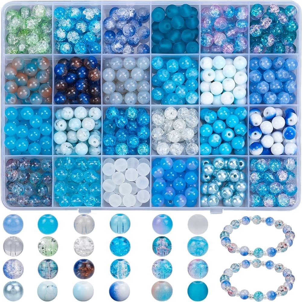 1 Box 600Pcs 24 Colors Pink Glass Beads 8mm Bulk Acrylic Pearl Beads Valentine's Day Wedding Small Round Transparent Frosted Loose Beads