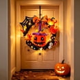 thumbnail image 2 of Halloween Decorations Saving, Light Up Halloween Themed Wreath Wall Hanging Ornament, Wall Hanging Garland, Spooky Porch Entryway Indoor Outdoor Mantel Halloween Holiday Party Scene Decoration Gift, 2 of 7