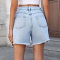 thumbnail image 5 of LWavelet Women's Flower Decor Denim Shorts Frayed Casual Summer Shorts Blue,Black XS,S,M,L, 5 of 9