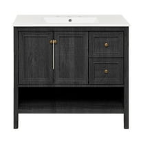 Chateau 36" Freestanding Bathroom Vanity in Black Oak with 3-Hole Widespread Sink Top