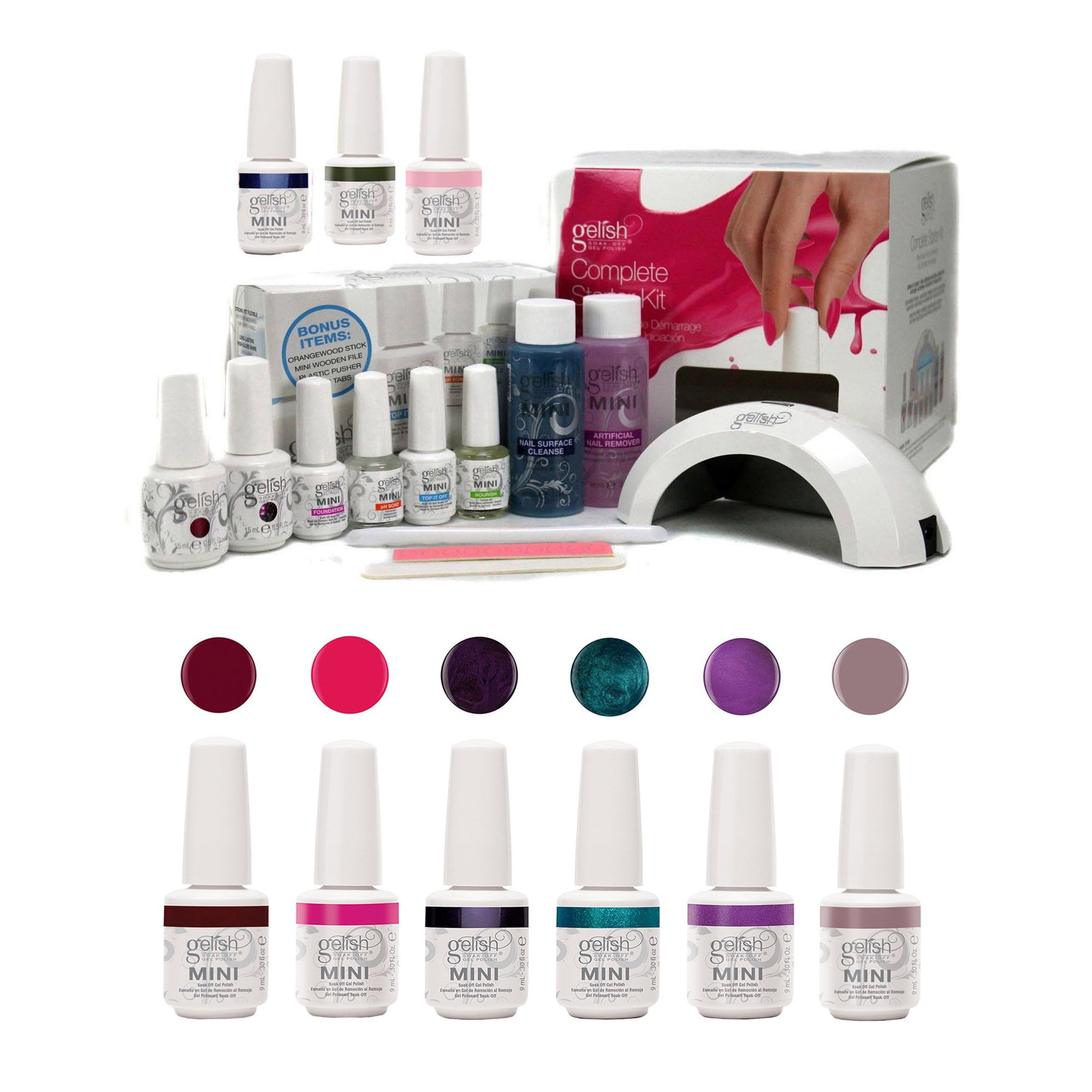 Gelish Soak-Off Mini Harmony Complete Starter Gel Nail Polish Kit with ...