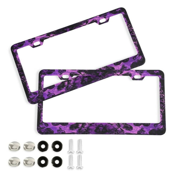 2-Pack Aluminum License Plate Frame with 2 Holes for GM License Plate Cover with Free Screws Symmetrical Hearts