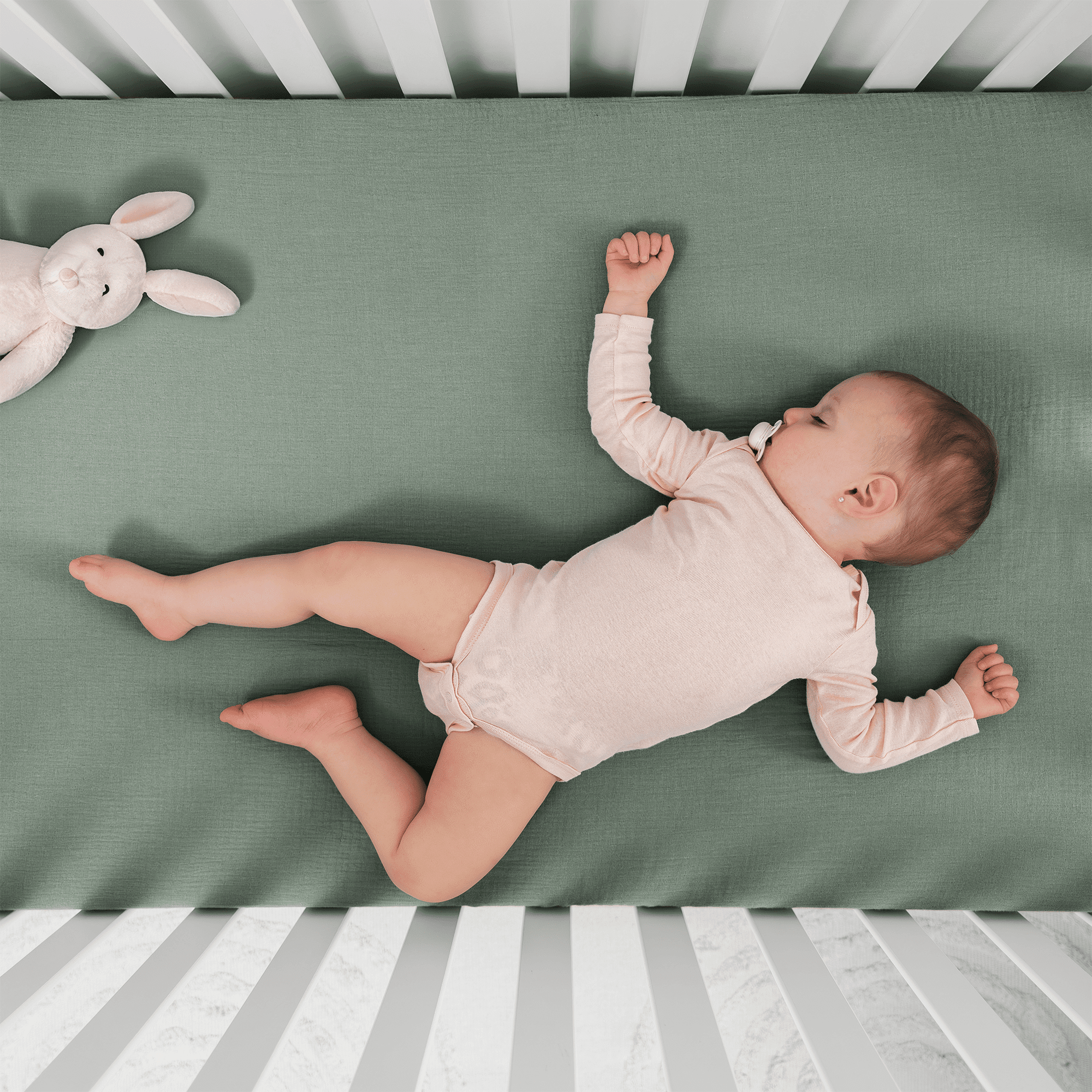 Comfy Cubs Muslin Crib Sheet, 100% Muslin Cotton Crib Sheets for Standard Crib Mattresses (Fern)