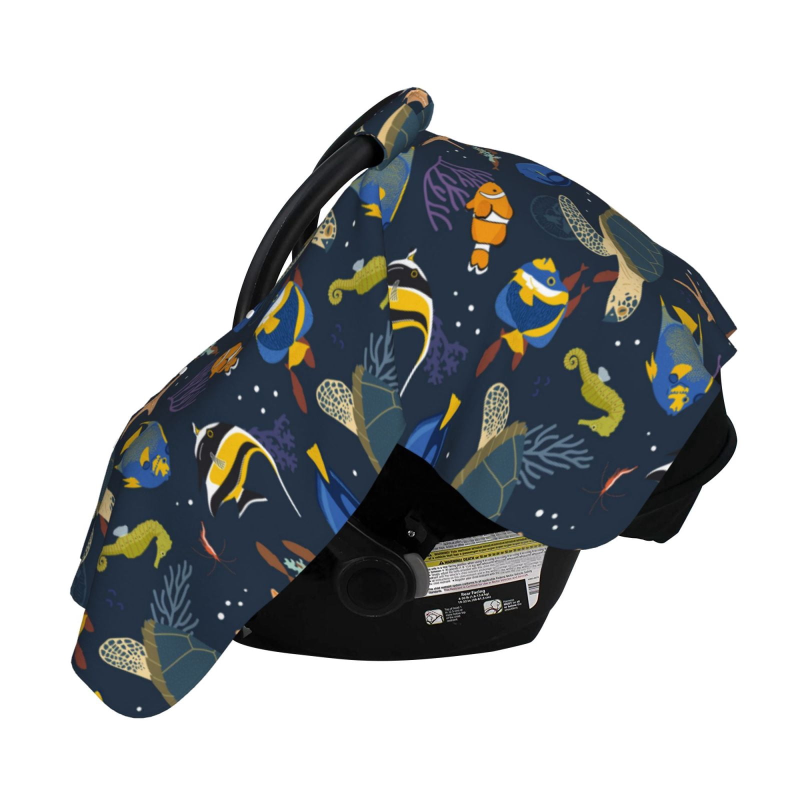 Naloa Undersea Animals Baby Car Seat Cover, Breathable Baby Carrier Cover, Multiuse Baby Carrier Cover & Nursing Breastfeeding Cover