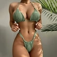 thumbnail image 6 of DondPO Bikini Sets for Women Bathing Suit High Two Up Bikini Piece Up Women Cut Lace Solid Sexy Swimsuit Set Push Swimwears Tankinis Set Two Piece Swimsuit for Women Micro Bikini Green L, 6 of 7