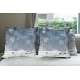 thumbnail image 6 of Ambesonne Christmas Throw Pillow Cover 4 Pack, Snowy Landscape at Night, 24", Blue and White, 6 of 7