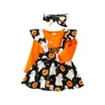 thumbnail image 5 of Qiylii Baby Halloween Outfits, Letters Romper+Cartoon Suspenders Skirt+Hairband, 5 of 9