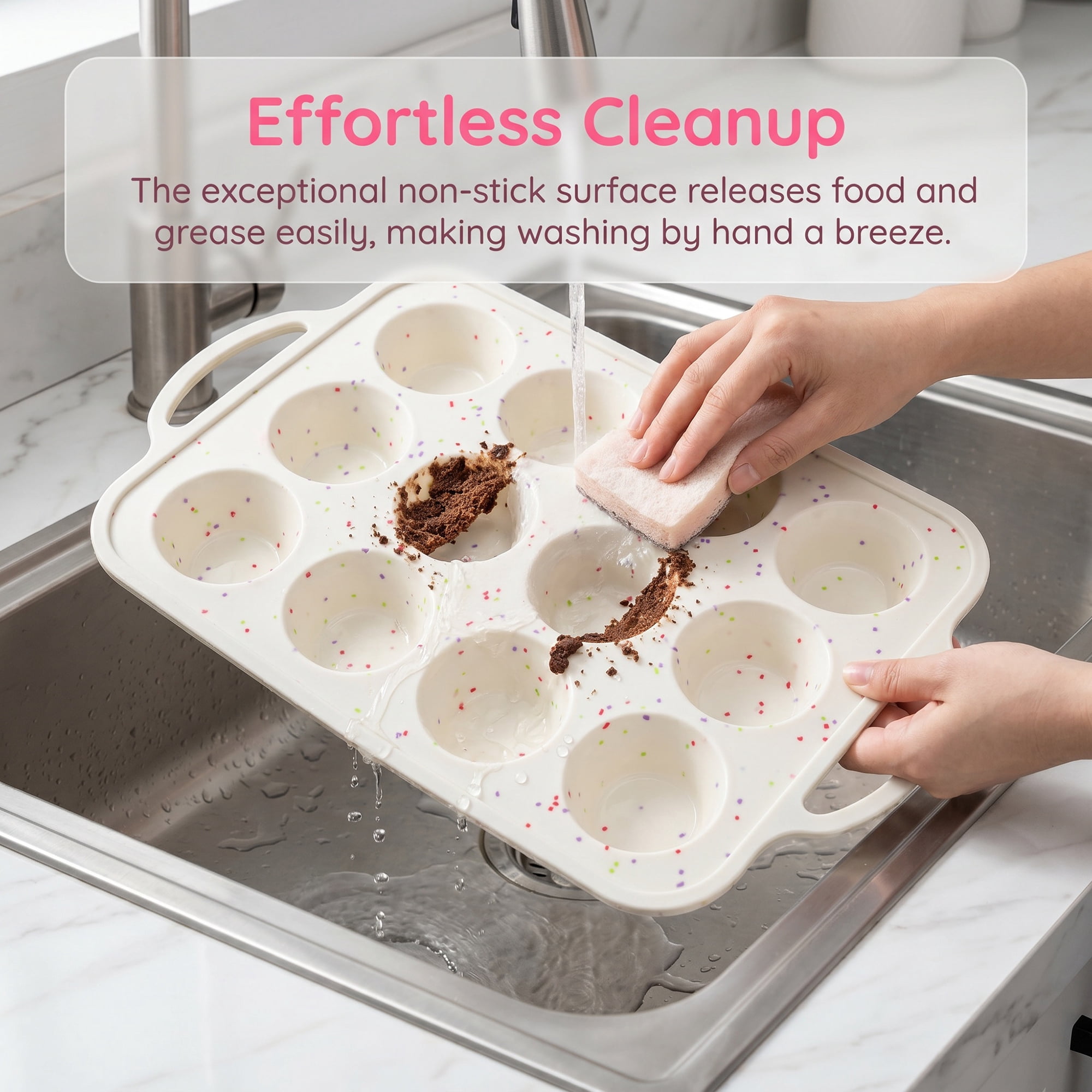 Unique Bargains Baking Pan 24-Cup Speckled Tray with Dual Loop Handles Multicolor 8 Grid