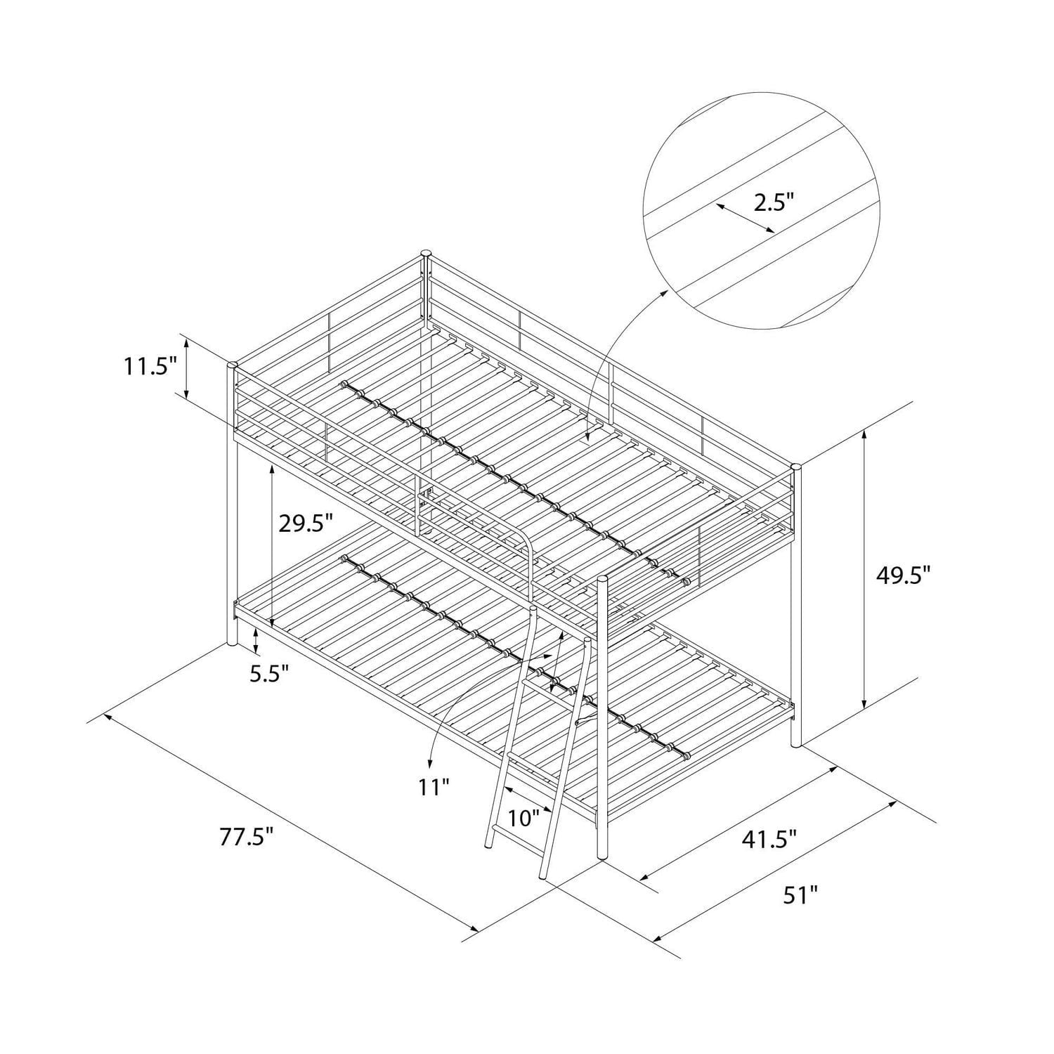 Lit superposé junior une place/une place Mainstays pour petit espace