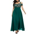 thumbnail image 2 of Gubotare Plus Size Cold Shoulder Floral Lace Maxi Party Evening Camis Long Dress(Green,XXL), 2 of 4