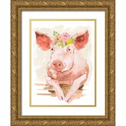 Barnes, Victoria 19x24 Gold Ornate Wood Framed with Double Matting Museum Art Print Titled - Pasture Pals I