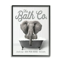 Stupell Industries Bubble Bath Elephant Animals & Insects Painting Black Framed Art Print Wall Art, 24 x 30