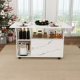 thumbnail image 2 of CQSXDA Versatile Folding Table with Built-In Storage Shelves and Wheels, 47 Inch White Design for Kitchen and Dorm Use, 2 of 14
