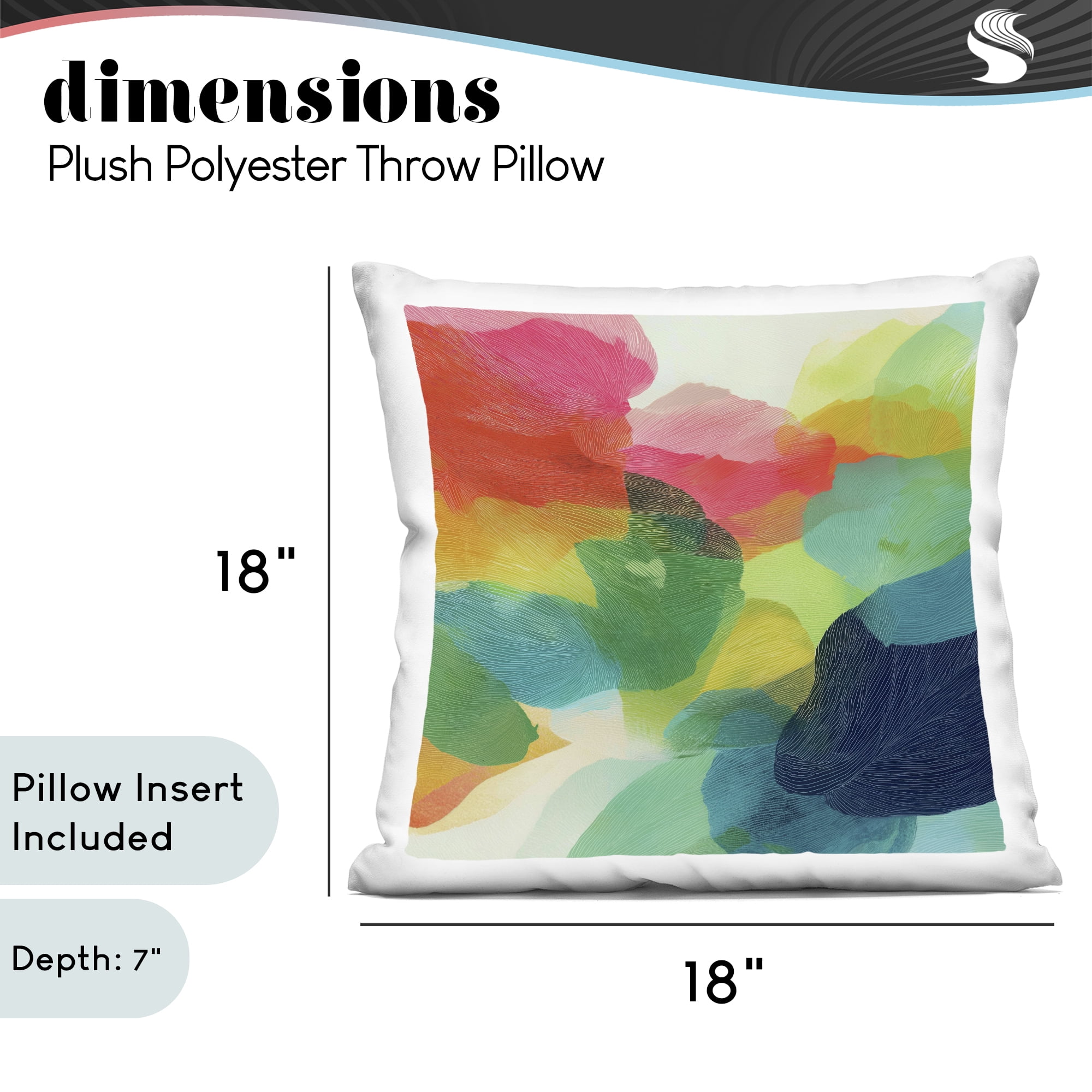 Stupell Industries Vivid Flowing Color Field Decorative Printed Throw Pillow, design by Chromatic Storm Studio, 18 x 7 x 18