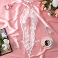 thumbnail image 2 of Lencería Sexy de lujo para mujer, sujetador abierto blanco, ropa interior sin entrepierna, Halter ahuecado, bordado Floral, 2 of 4