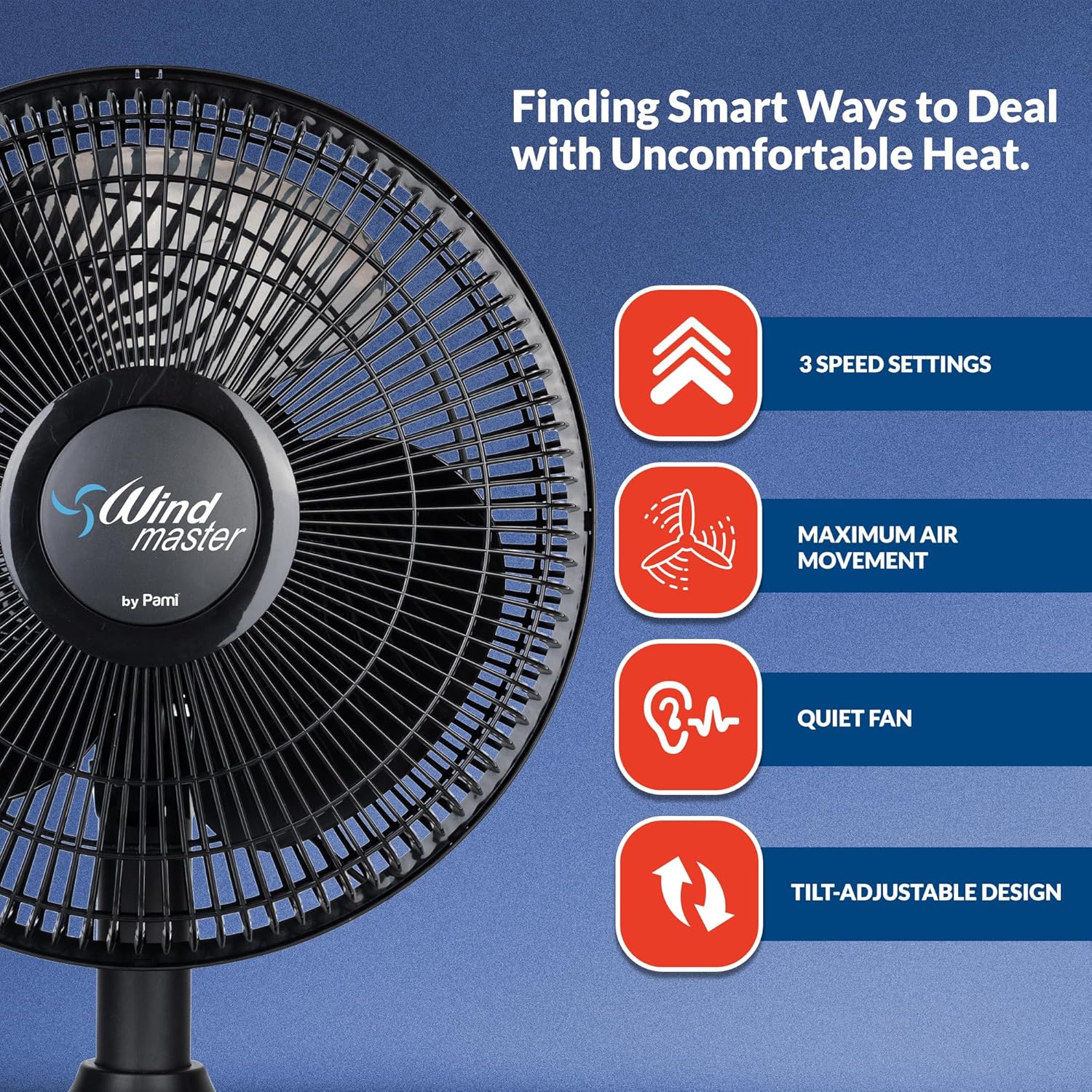 PAMI 16" Oscillating Desk Fan, Portable Table