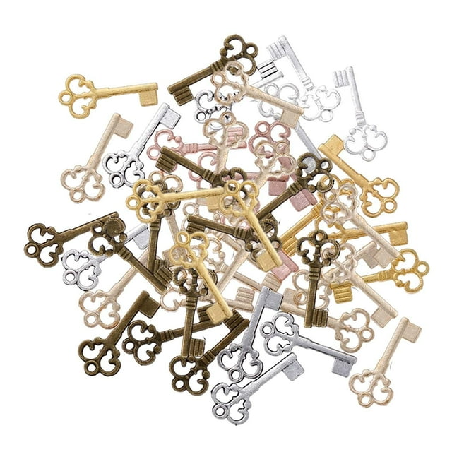 Key Charms Style Rétro Petit Style Vintage Ensemble de Clés pour Fabrication de Bijoux Clé 6 Couleurs Mélangées 100 Pcs