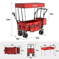 thumbnail image 5 of GVDV Collapsible Wagon Cart with Removable Canopy, Foldable Utility Cart with All-terrain Wheels, Versatile Folding Wagon for Kids, Grocery, Shopping and Camping, Red, 5 of 8