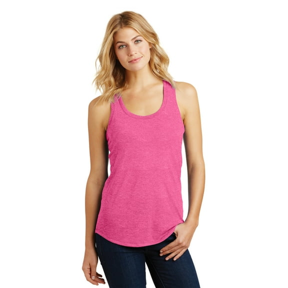 District Made Ladies Perfect Tri Racerback Tank. Dm138l , DM138L , Fuchsia Frost , Large