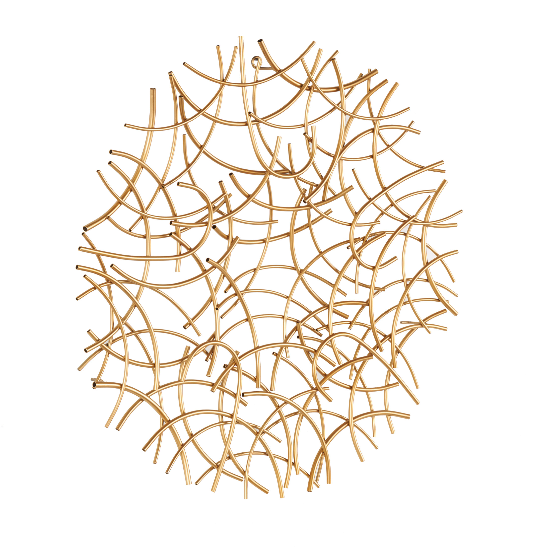 DecMode Gold Metal Overlapping Curved Sticks Abstract Wall Decor