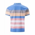 thumbnail image 4 of Telankuip Mens Striped Color Blocking Polo Shirts Summer Lightweight Quick-Dry Short Sleeve Casual Collared T Shirts with Pocket Stretch Slim Fitted Quarter Button Sports Tee 2-Blue XL, 4 of 4