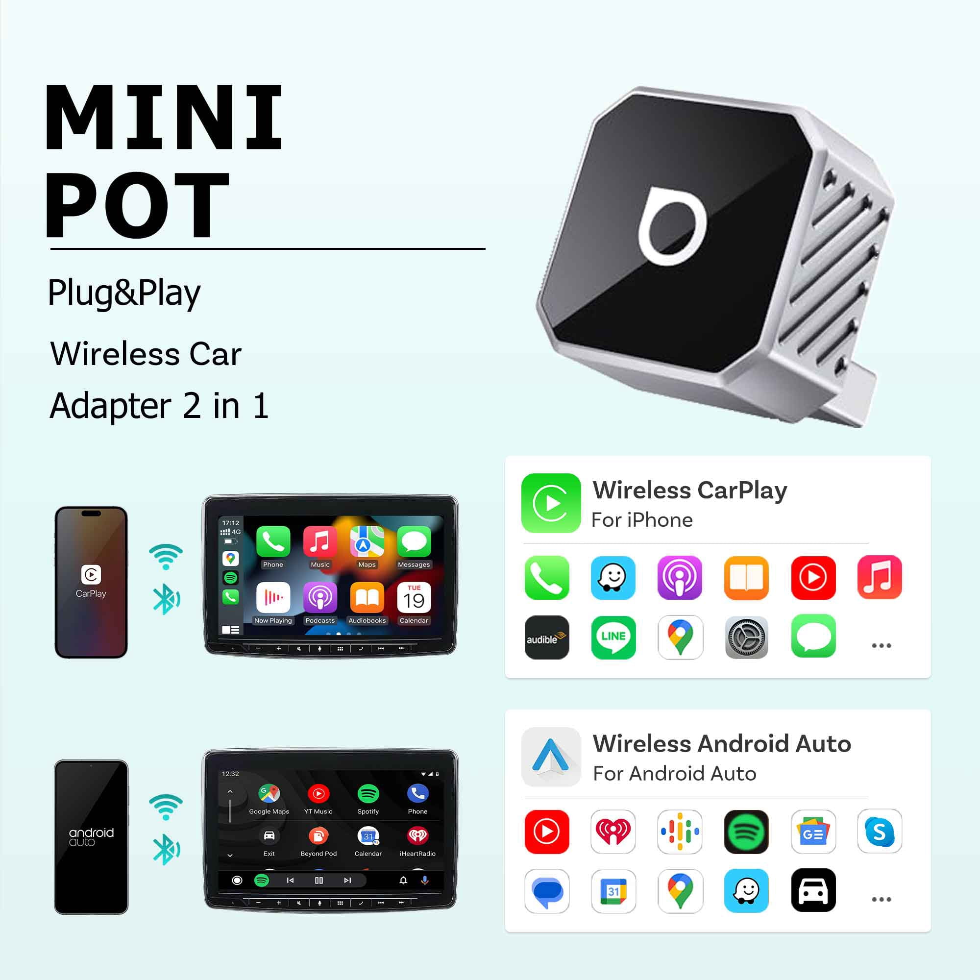Ottocast P3 Lite With Remote Control Wireless CarPlay Android Auto