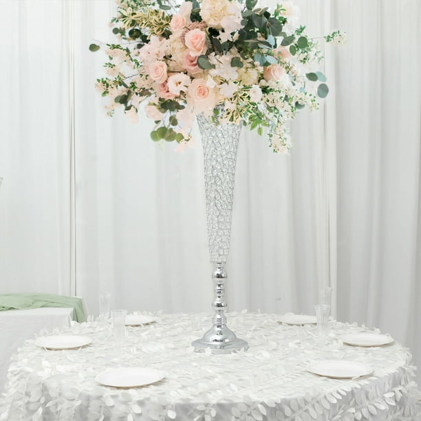Efavormart 2 Pack | Silver 40” Tall Crystal Beaded Trumpet Vase Set, Table Centerpiece - Walmart.com