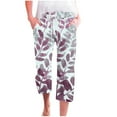 thumbnail image 2 of RYDCOT Capris for Women Casual Summer Clearance Floral Elastic Pants Straight Wide Leg Trousers with Pocket Beach Pants for Women 2024 Vacation Flash Picks Pink, 2 of 5